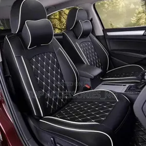 Quality Black Leather Seat Cover With Touch of White