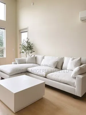 Modern Minimalist Neutraltoned Living Room Sectional Sofa