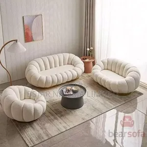 "Modern Cloud-Inspired Curved Sofa Set in Bouclé Fabric