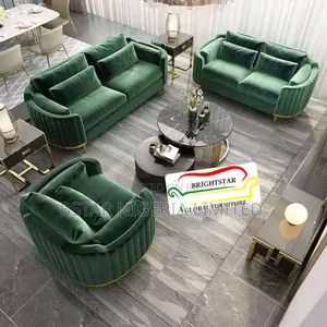 Elegant Emerald Green Velvet Living Room Set