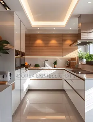 Luxury| Sleek High-gloss Kitchen Cabinetry.