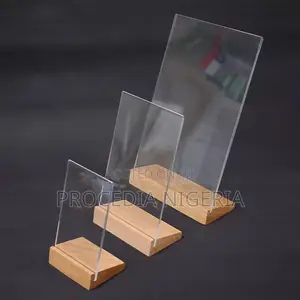 A4 Acrylic Flyer Holder With Detachable Wood Base
