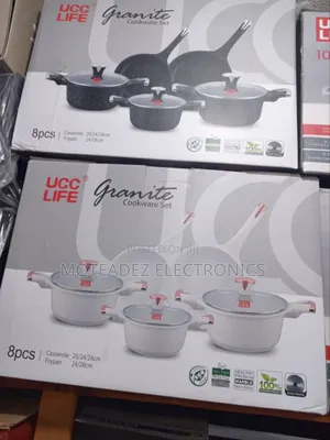 Ucc Life 8pcs Granite Non Stick Cookware Set With 2 Fry Pans