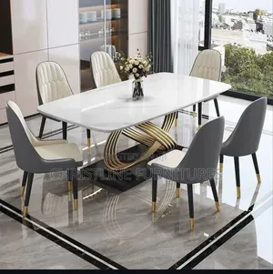Marble Top Dining Table Set Six Seater