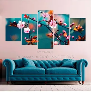 Green Flower 5panels Canvas Print