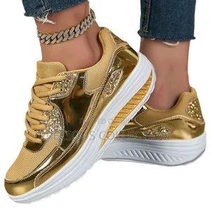 Ladies Glossy Leather Lace Up Sneakers