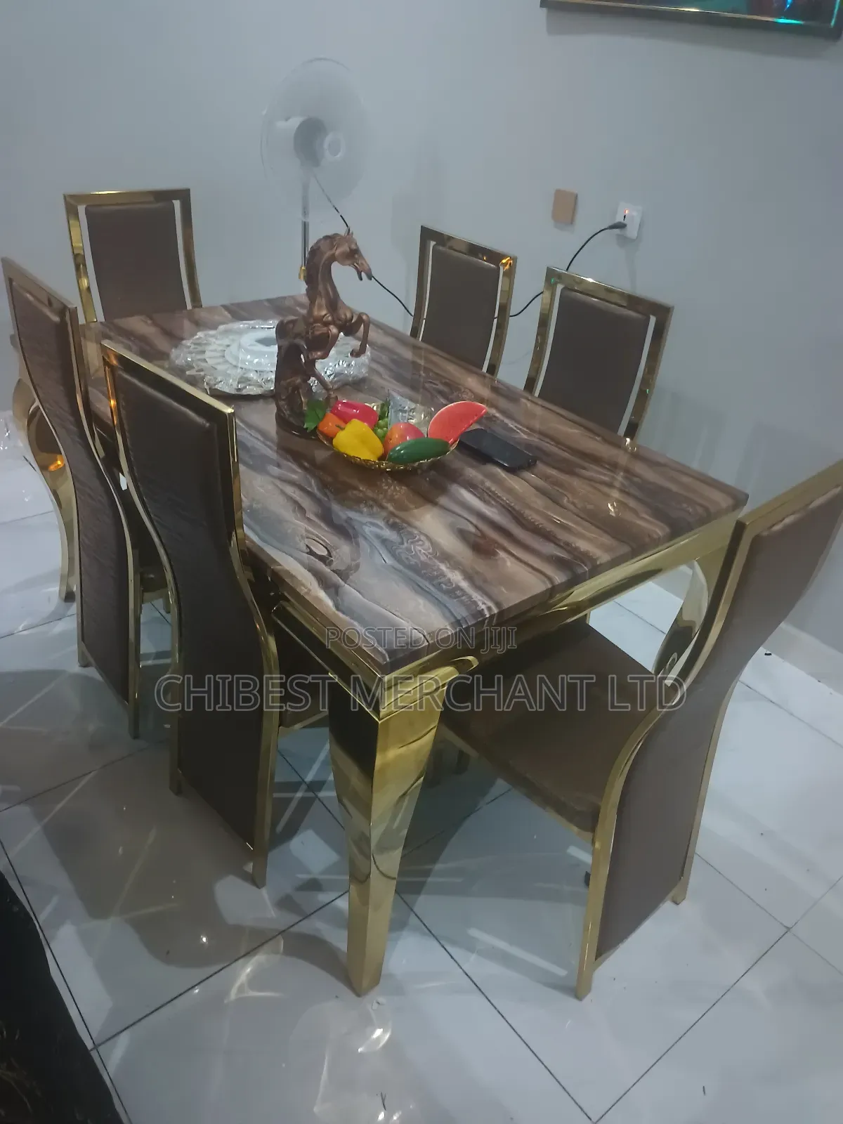 Quality 6 Seaters Marble Top Dining Table