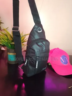 Men's Black Polyester Sport Fanny Cross Bag