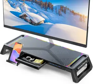 Moojay Monitor Stand For Gaming Desk With Rgb And 4 Usb 3.0