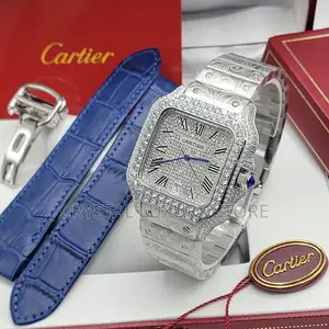 Cartier Quality Luxury Men Chain Strap Iced Wristwatch