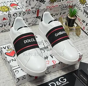 Original Dolce Gabbana Laceless Band Leather Sneakers