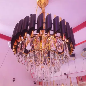 Black and Gold Crystal Chandelier Light