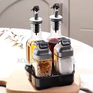 4pcs/Set Oil Glass Bottle Spice Jar Container Dispenser