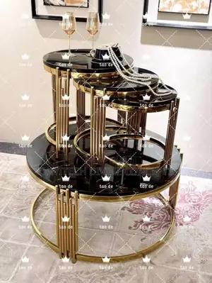 4 in 1 Marble Top Luxury Centre 3 Side Table