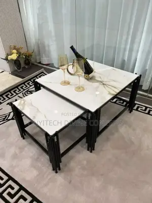 2 in 1 Marble Top Square Centre Table