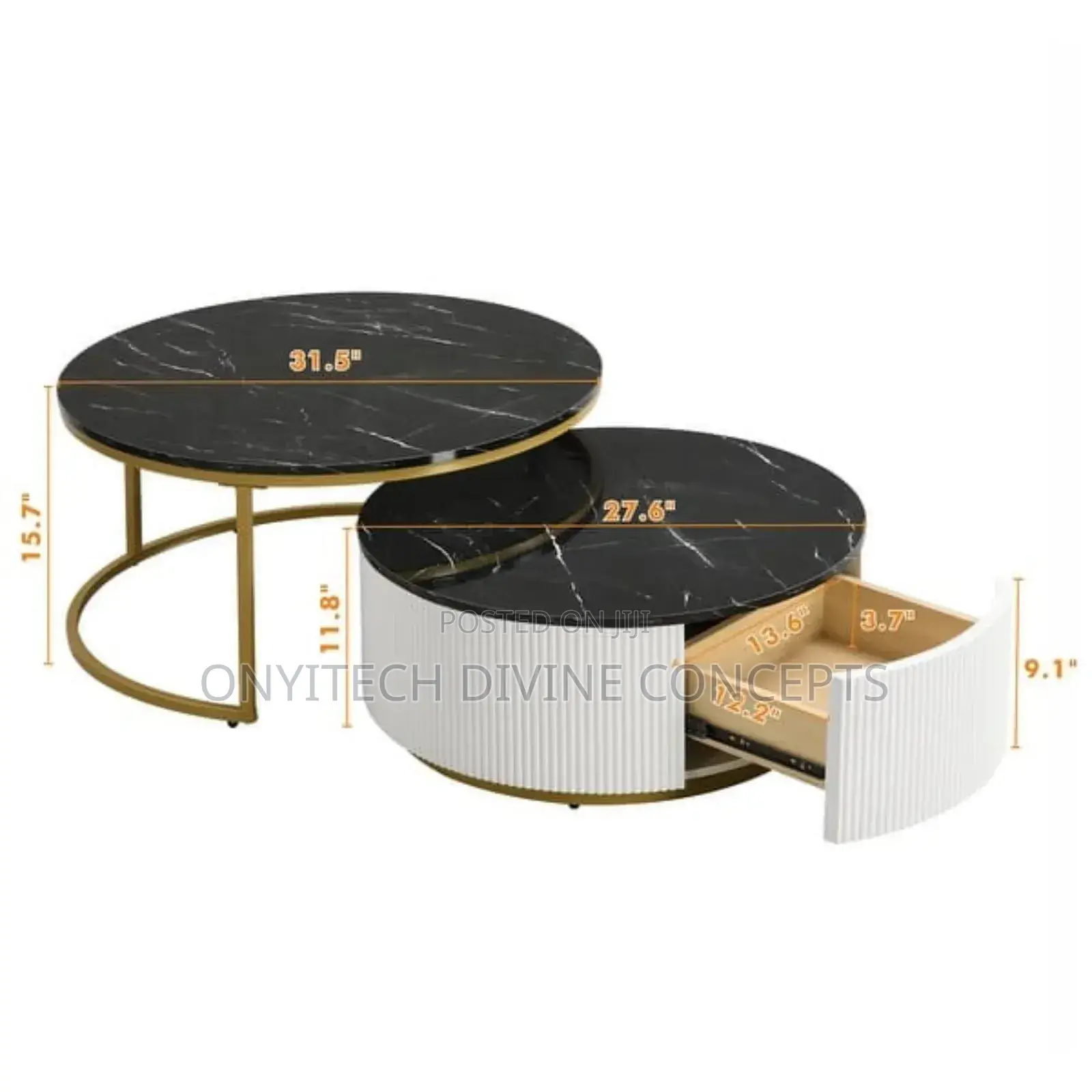2 in 1 Nesting Ceramic Top Centre Table