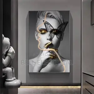 Modern Art Beautiful Woman Painting Led Light