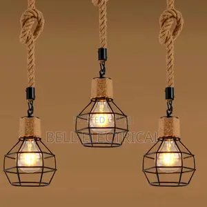 Industry Loft Chandelier Vintage Hemp Rope Pendant