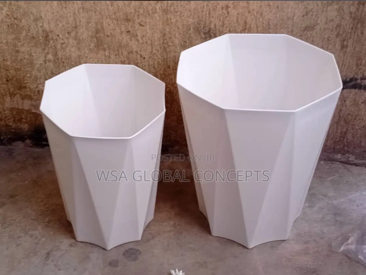Rectangular Shape White Fiber Plastic Flower Pot