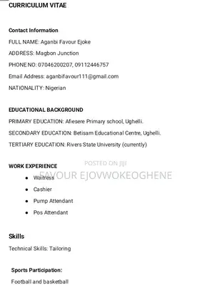 Part-Time Weekend CV