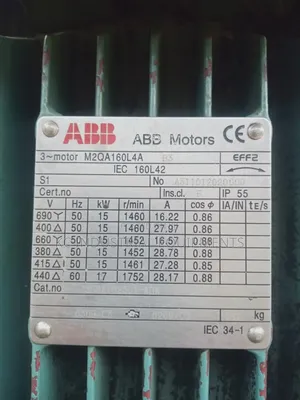 Abb Electric Motor 20hp 1460rpm Normal Speed