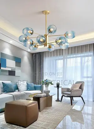 Modern Blue Glass Ball Lustre Chandeliers Living Room