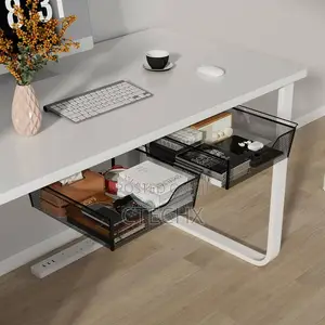 2-Packs Self-Adhesive Drawers Under Desk Metal Mesh Hidden