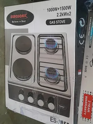 Eurosonic 4-Burner Gas Stove-2 Gas Cooker + 2 Electric Cooke