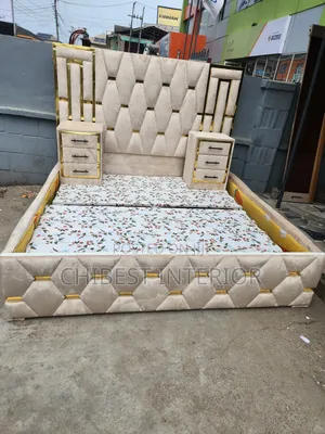 6by6 Upholstery Padded Bed With Three Steps Drawers.