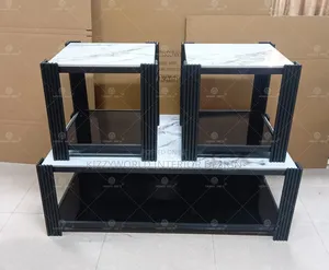 Marble Center Table With 2 Side Stools.