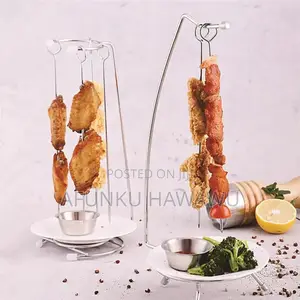 Stainless BBQ Meat Skewers Hanging Rack for Restaurants