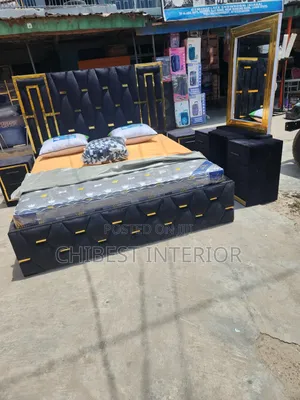 Padded Brand New 6by6 Bed With Its Accessories.