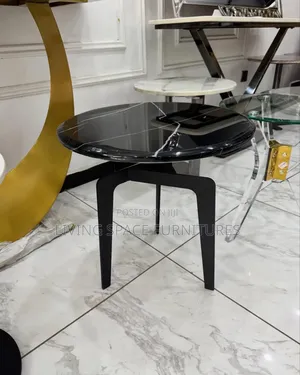 Metal And Marble Side Stool