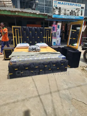 Standard Black Padded Family Size Bed Stand.