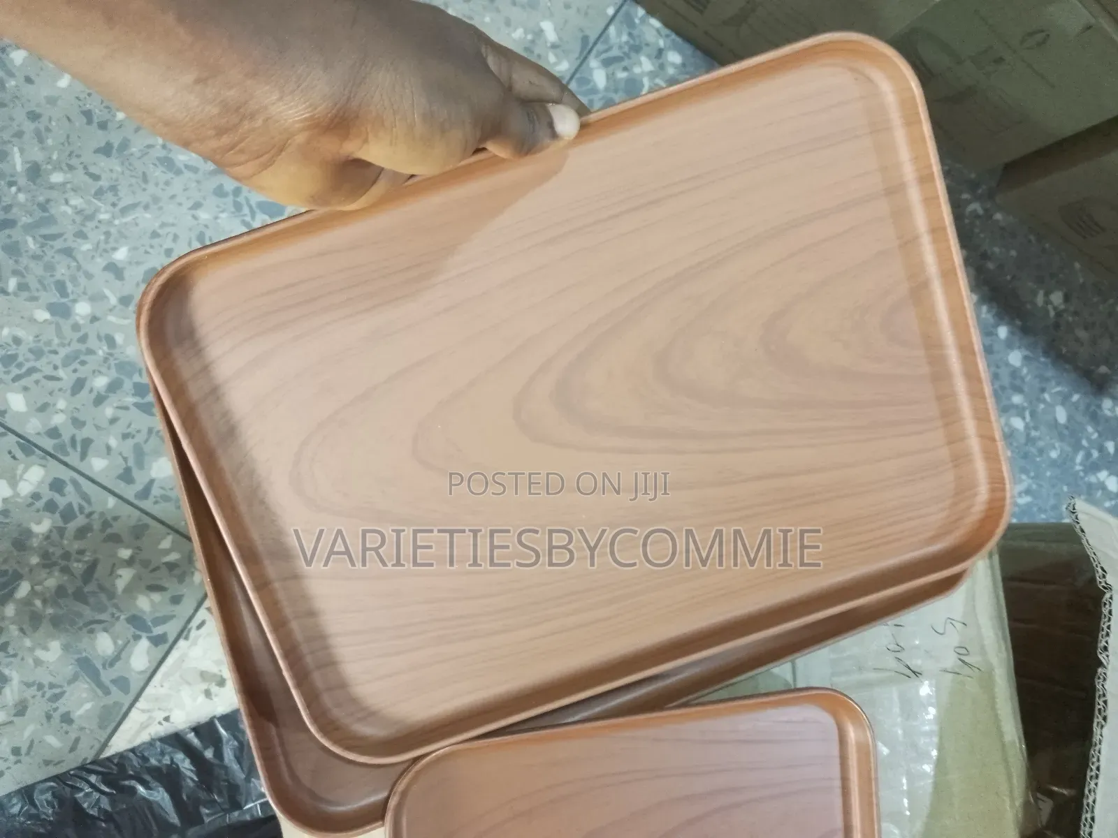 Rectangular Imitation Wood Color Serving Tray
