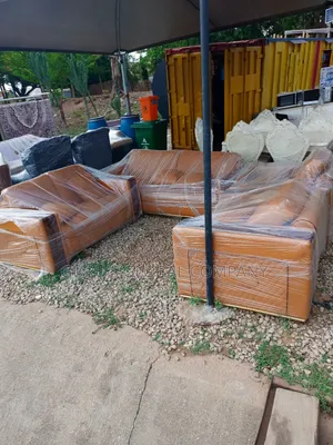 Brown Color Foreign Leather Chairset Italian