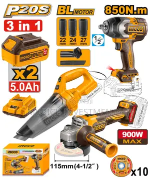 Ingco Cosli240789 - Cordless 3 PCS Combo Kit