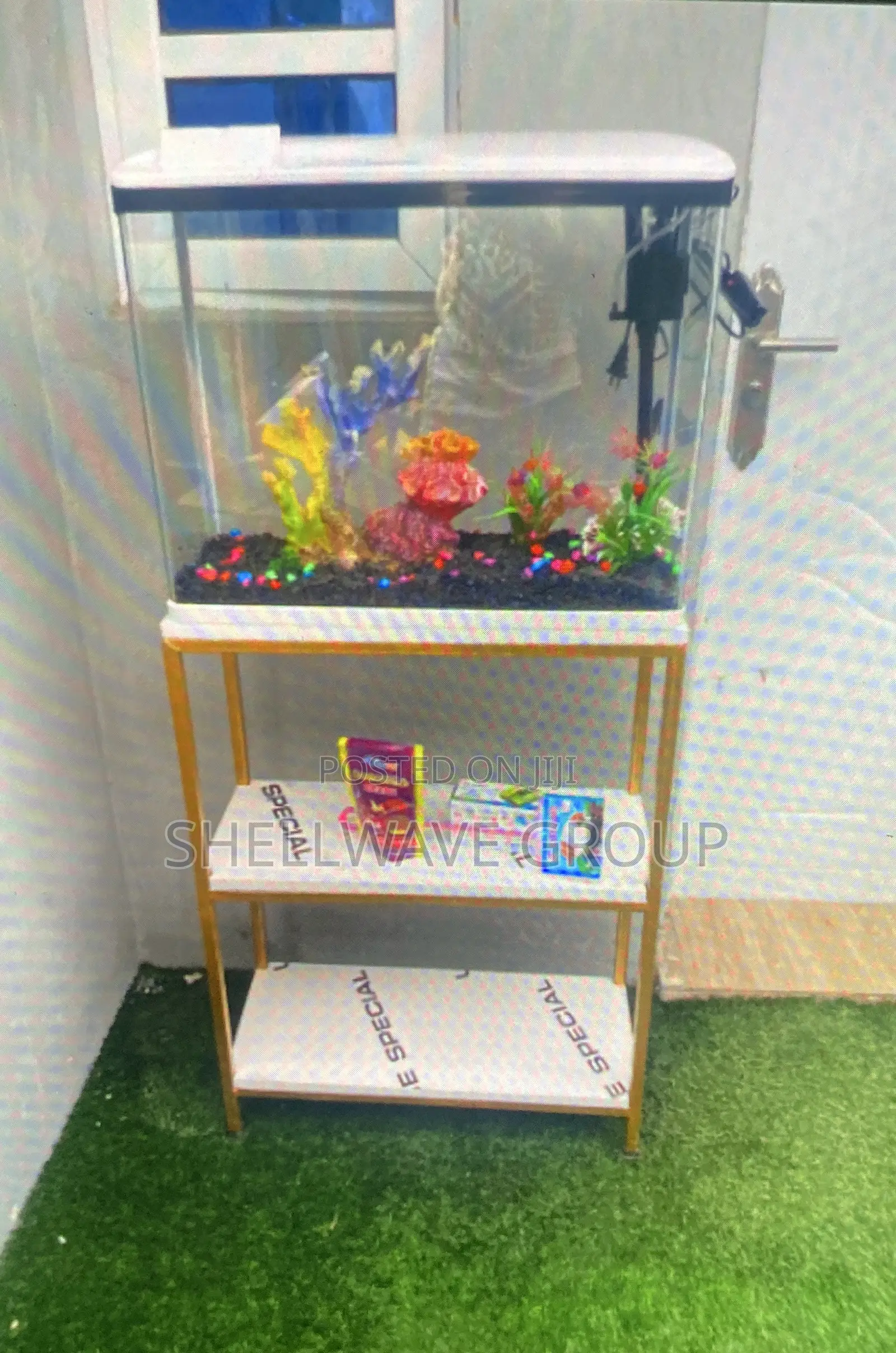 64l Imported Aquarium Complete With Decor and Fishes