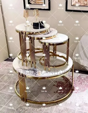 Quality and Imported Marble Top Center Table With 3 Side Sto