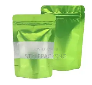 Green Self Stand Ziplock Pouch 12cm X 20cm
