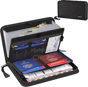 Fireproof Document Organizer, 13 Pocket Holder With Labels