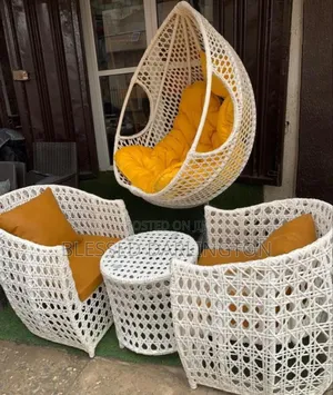 Quality Imported White Rattan Chair With White Swing Chair