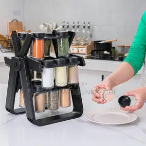 Rotating Spice Rack Organizer With 18 Jars