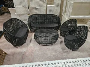 7 Seaters Rattan Garden Sets Black.
