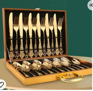 24pcs Luxury Royal Gold Cutleries