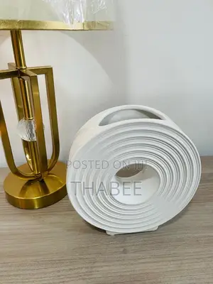 O Ring Ceramic White Vase