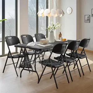 Outdoor Foldable Plastic Table + 6 Folding Chairs