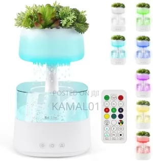 Rain Cloud Humidifier With Artificial Plants Remote Control