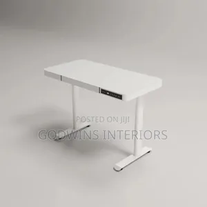 Modern Electrical Adjustable Desk With Glass Top and Drawers
