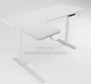 L-Shape Adjustable Desk 1.2mtr White